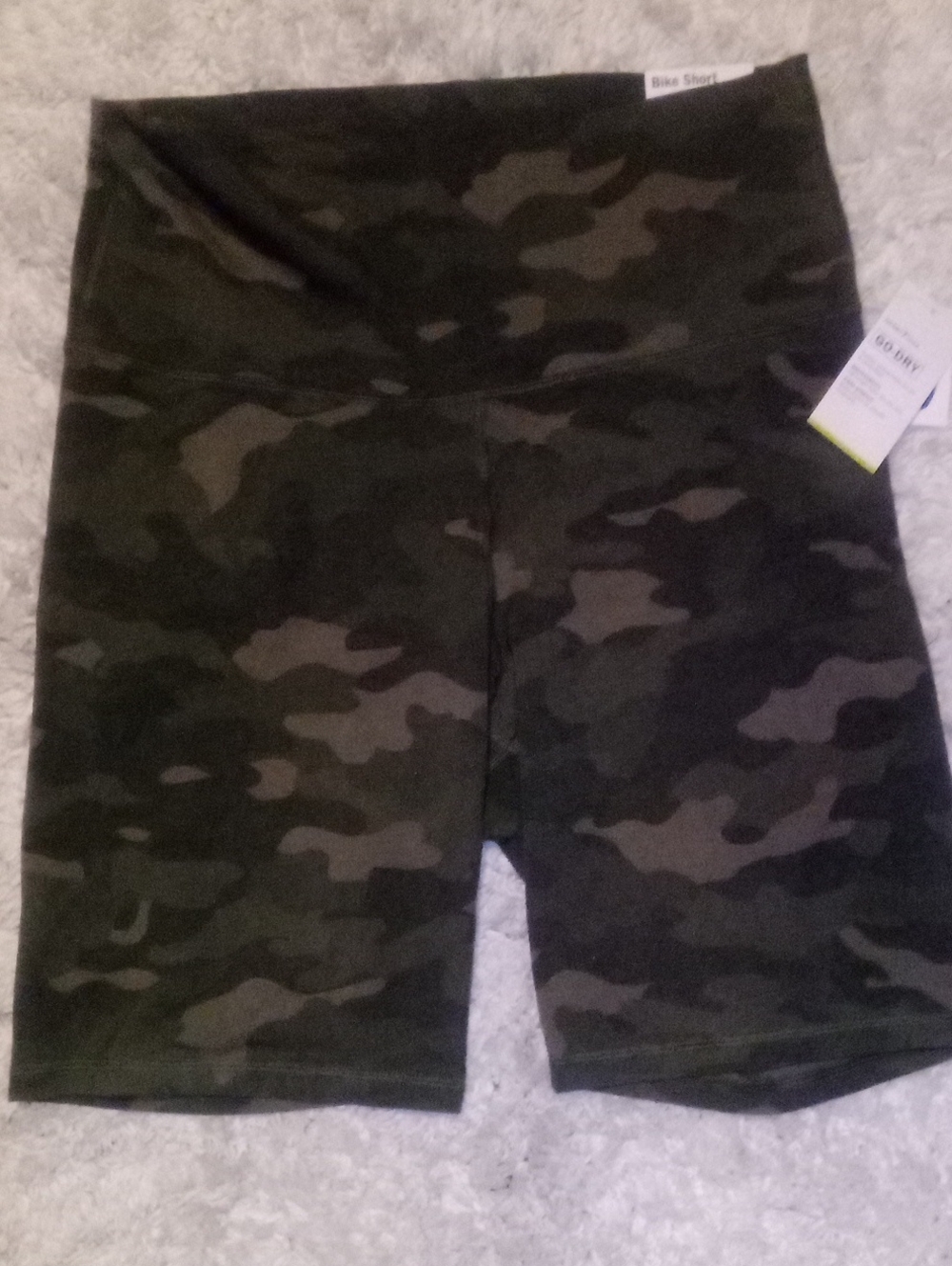 Old Navy Camo Bike Shorts in Olive Green and Dark Green